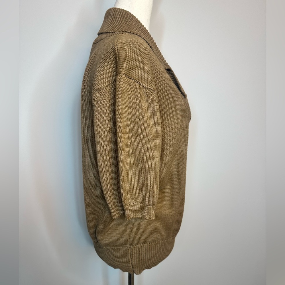 Sz S Vintage Collections Internationale Tan Sweater Gold buttons double breasted - Picture 3 of 5